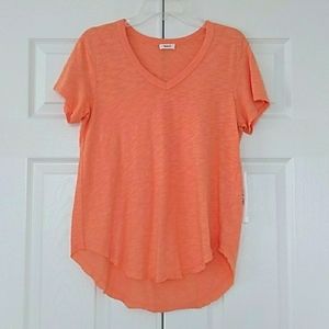 Wilt Orange Short Sleeve Slub Jersey Top